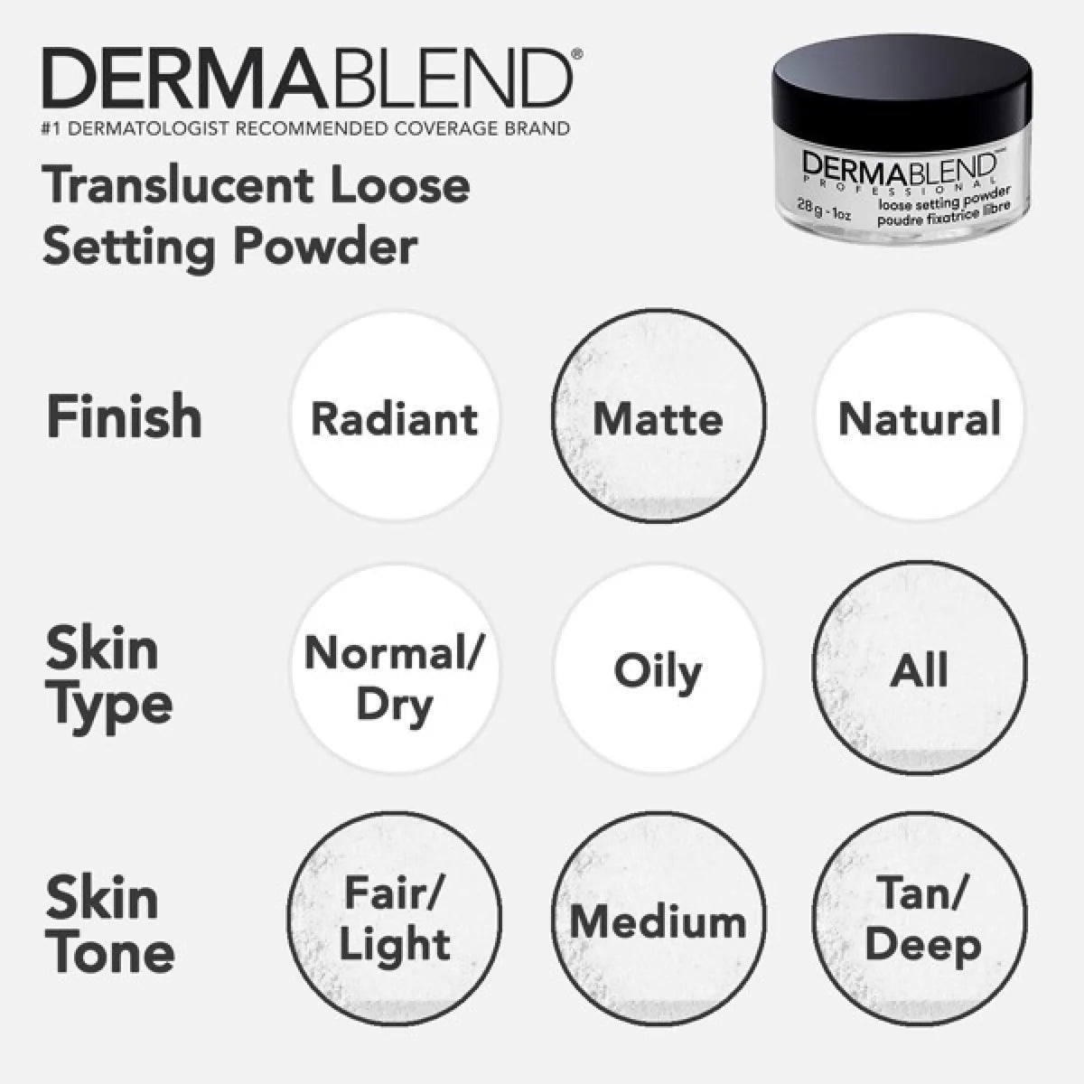 Dermablend professional loose setting powder tono original (translúcido)- 28g