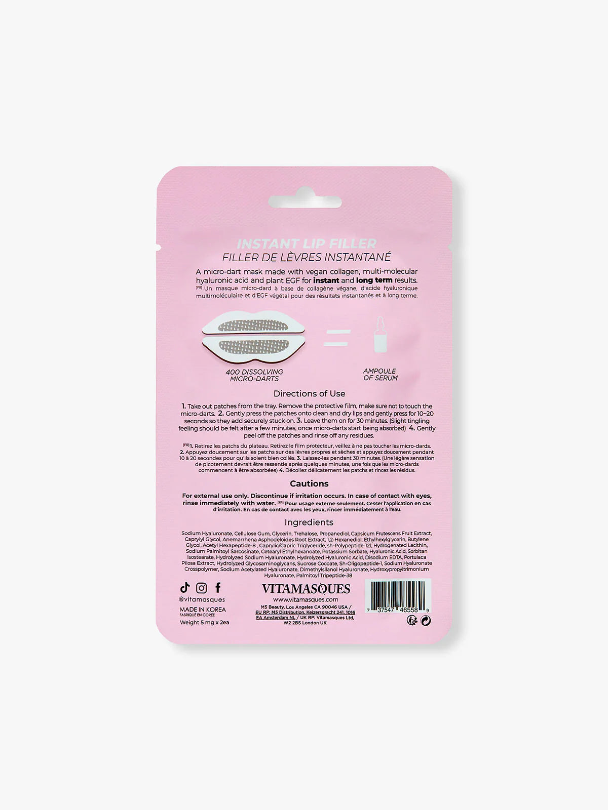 Vitamasques Instant Lip Filler Mask Plump & Smooth for Fuller Lips