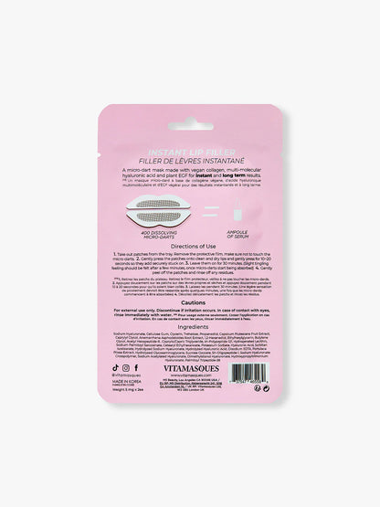 Vitamasques Instant Lip Filler Mask Plump & Smooth for Fuller Lips