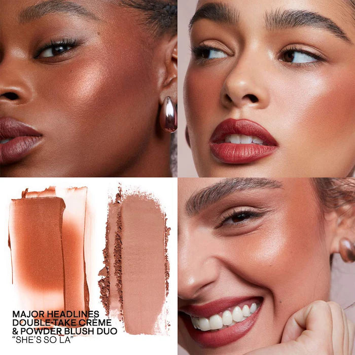 Patrick Ta Major Headlines Double-Take Crème & Powder Blush Duo tono She's So LA - bronzed nude