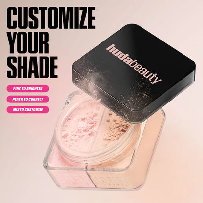Huda Beauty Easy Bake Loose Powder Brightening + Correcting Duo tono cherry peach