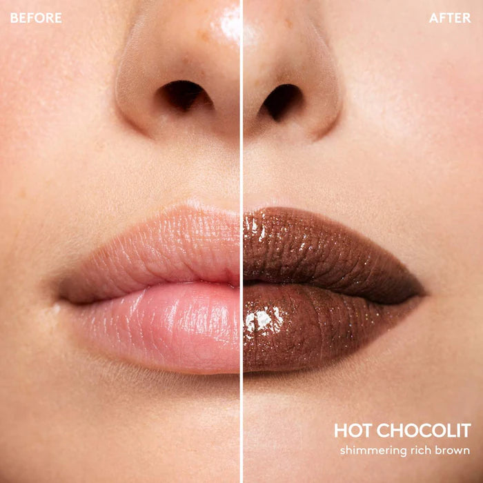 Fenty Beauty Gloss Bomb Stix High-Shine Gloss Stick tono Hot Chocolit N5- shimmering rich brown