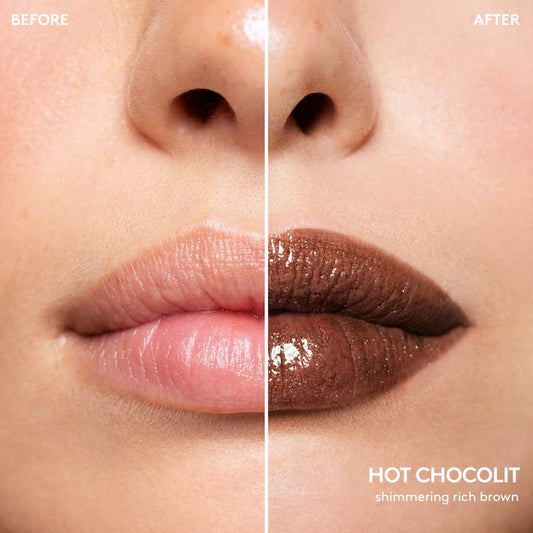 Fenty Beauty Gloss Bomb Stix High-Shine Gloss Stick tono Hot Chocolit N5- shimmering rich brown