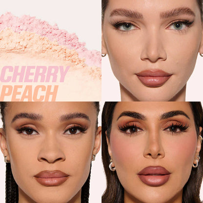 Huda Beauty Easy Bake Loose Powder Brightening + Correcting Duo tono cherry peach 