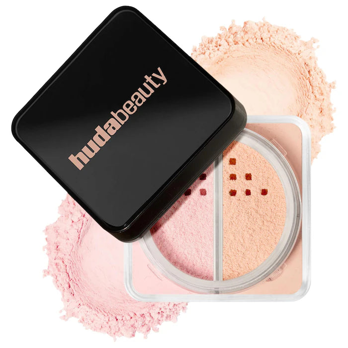 Huda Beauty Easy Bake Loose Powder Brightening + Correcting Duo tono cherry peach 
