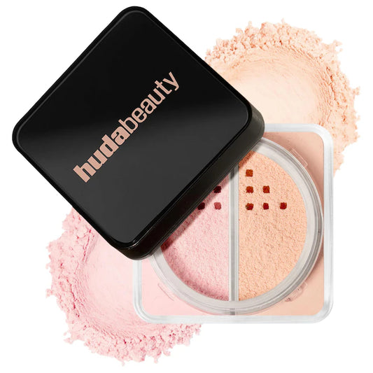 Huda Beauty Easy Bake Loose Powder Brightening + Correcting Duo tono cherry peach 