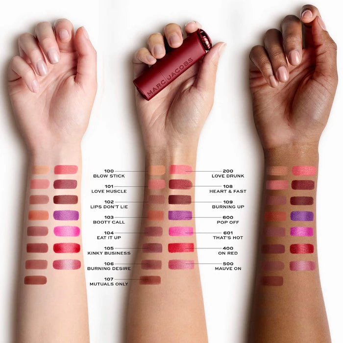 Marc Jacobs Beauty 
Heart On Long-Lasting Soft Shine Lipstick Tonos